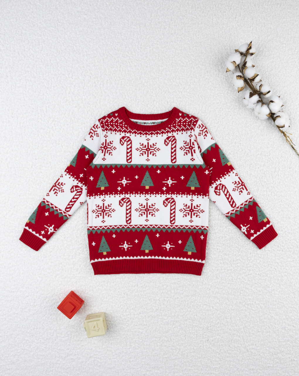 παιδικό χριστουγεννιάτικο πουλόβερ κόκκινο/λευκό candy cane για αγόρι