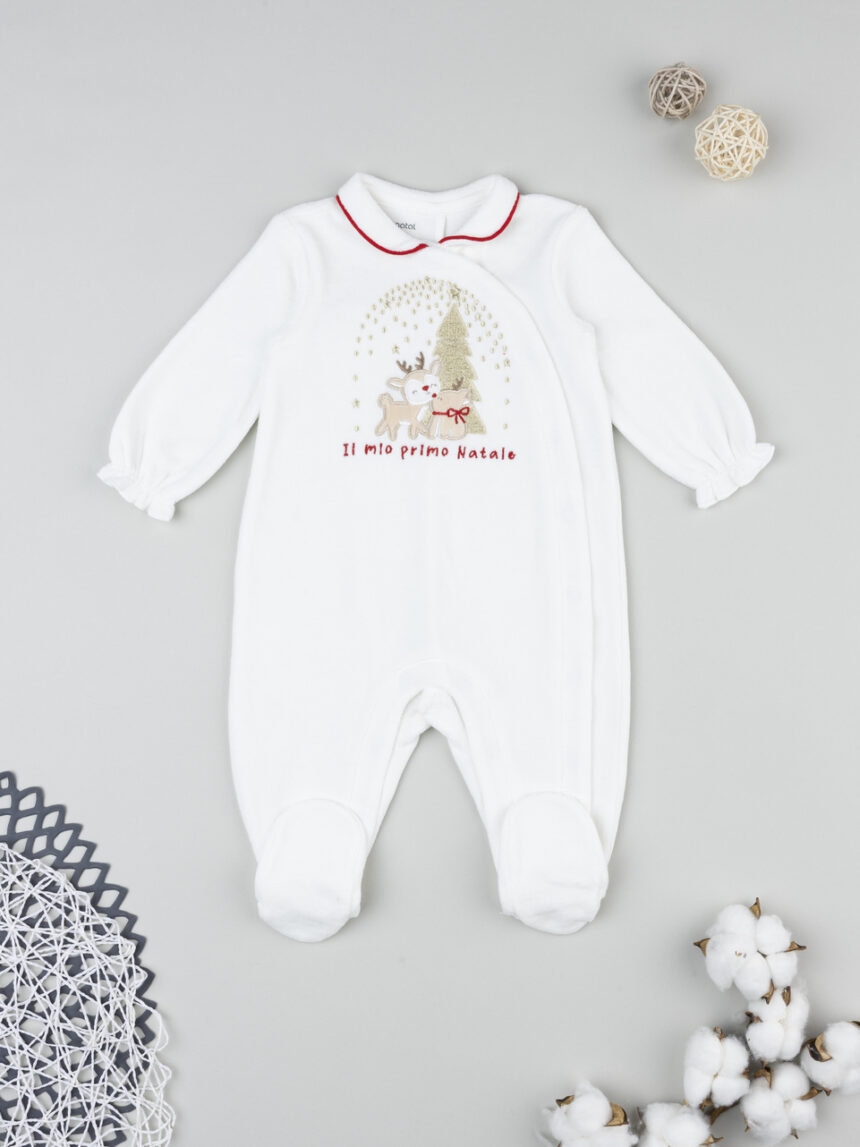 βρεφικό χριστουγεννιάτικο φορμάκι λευκό τα πρώτα μου χριστούγεννα για κορίτσι - Prénatal