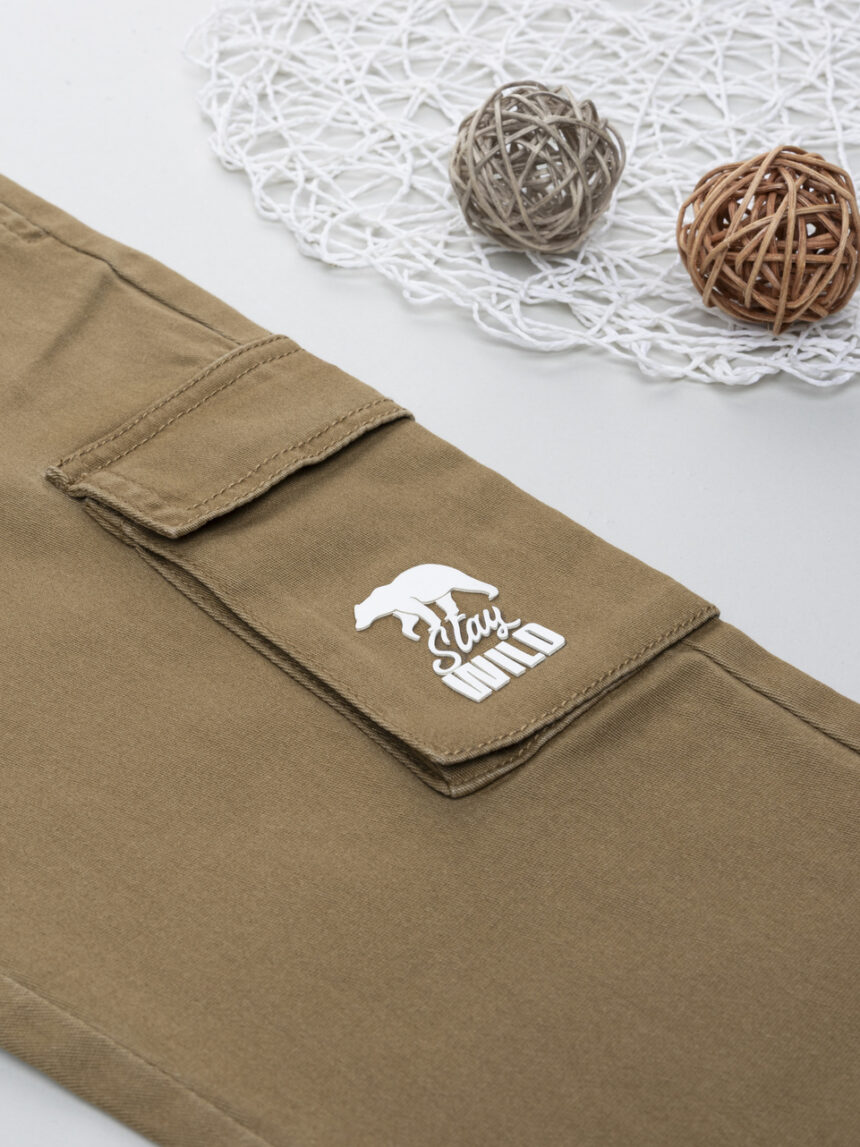 παιδικό παντελόνι cargo καφέ stay wild για αγόρι - Prénatal