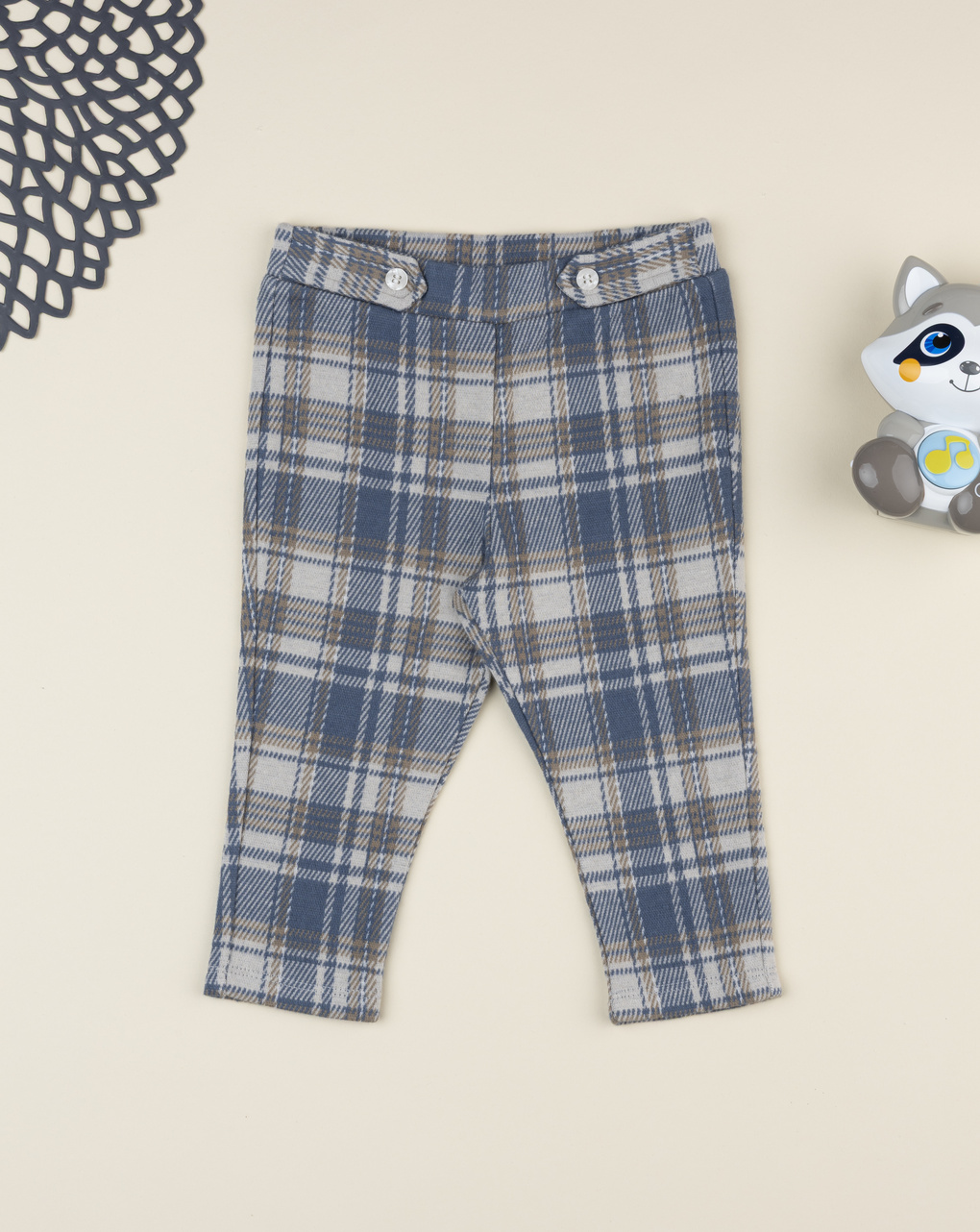 βρεφικό κολάν καρό μπεζ/μπλε για κορίτσι