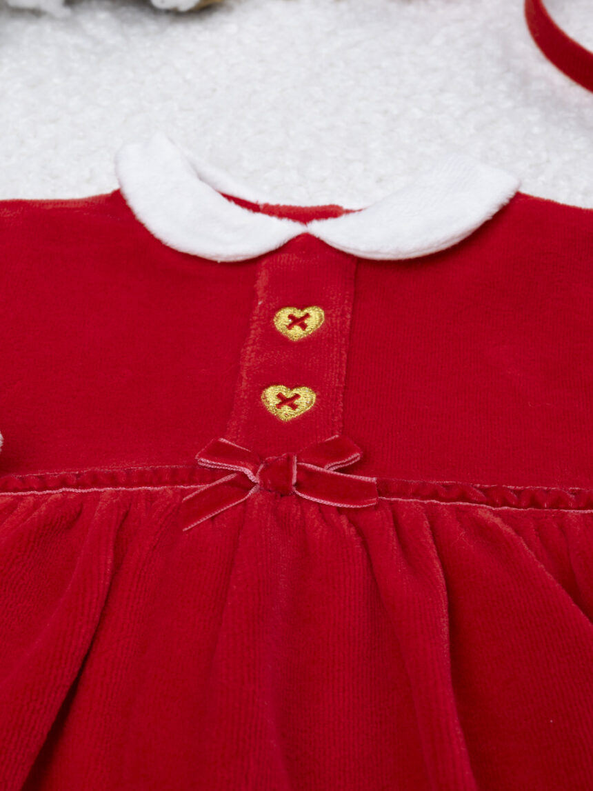 βρεφικό χριστουγεννιάτικο φορμάκι κόκκινο/λευκό με καρδούλες για κορίτσι - Prénatal
