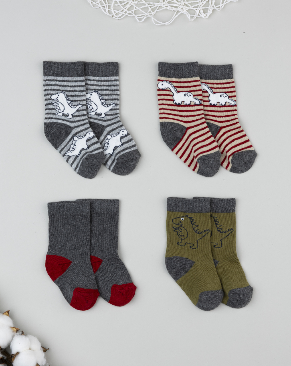 βρεφικά καλτσάκια πακέτο x4 με δεινόσαυρους για αγόρι
