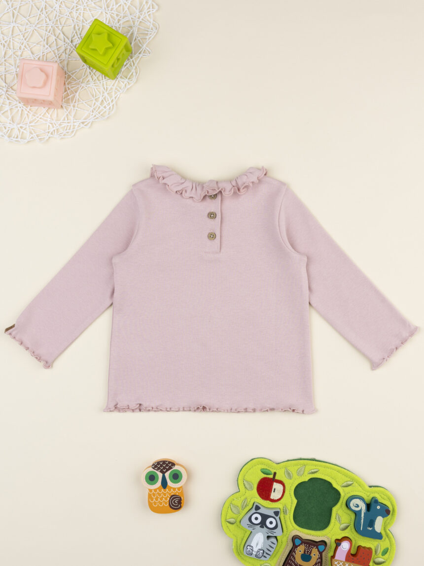 βρεφική μπλούζα ροζ με βολάν για κορίτσι - Prénatal