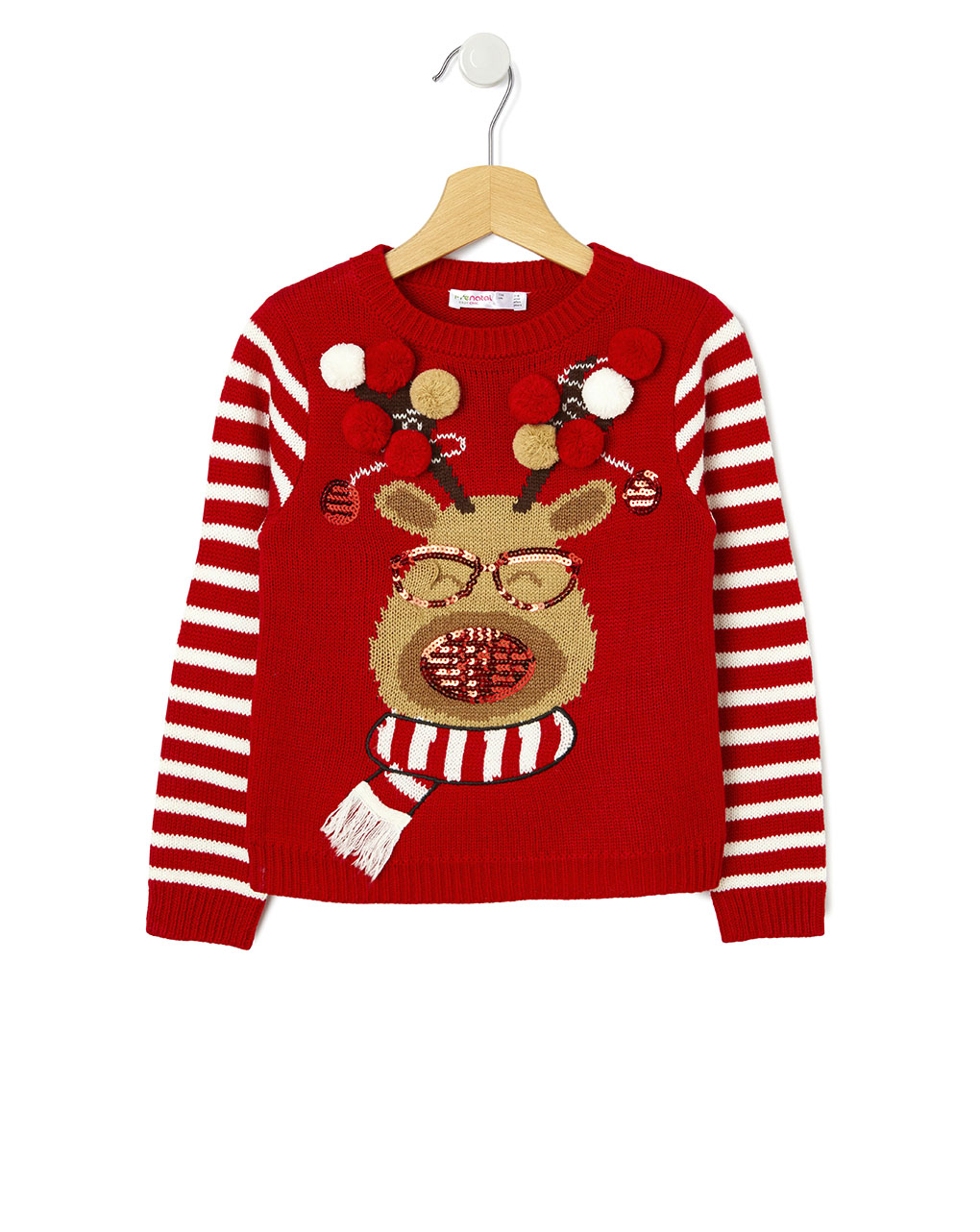 παιδικό χριστουγεννιάτικο πουλόβερ κόκκινο με τάρανδο για κορίτσι