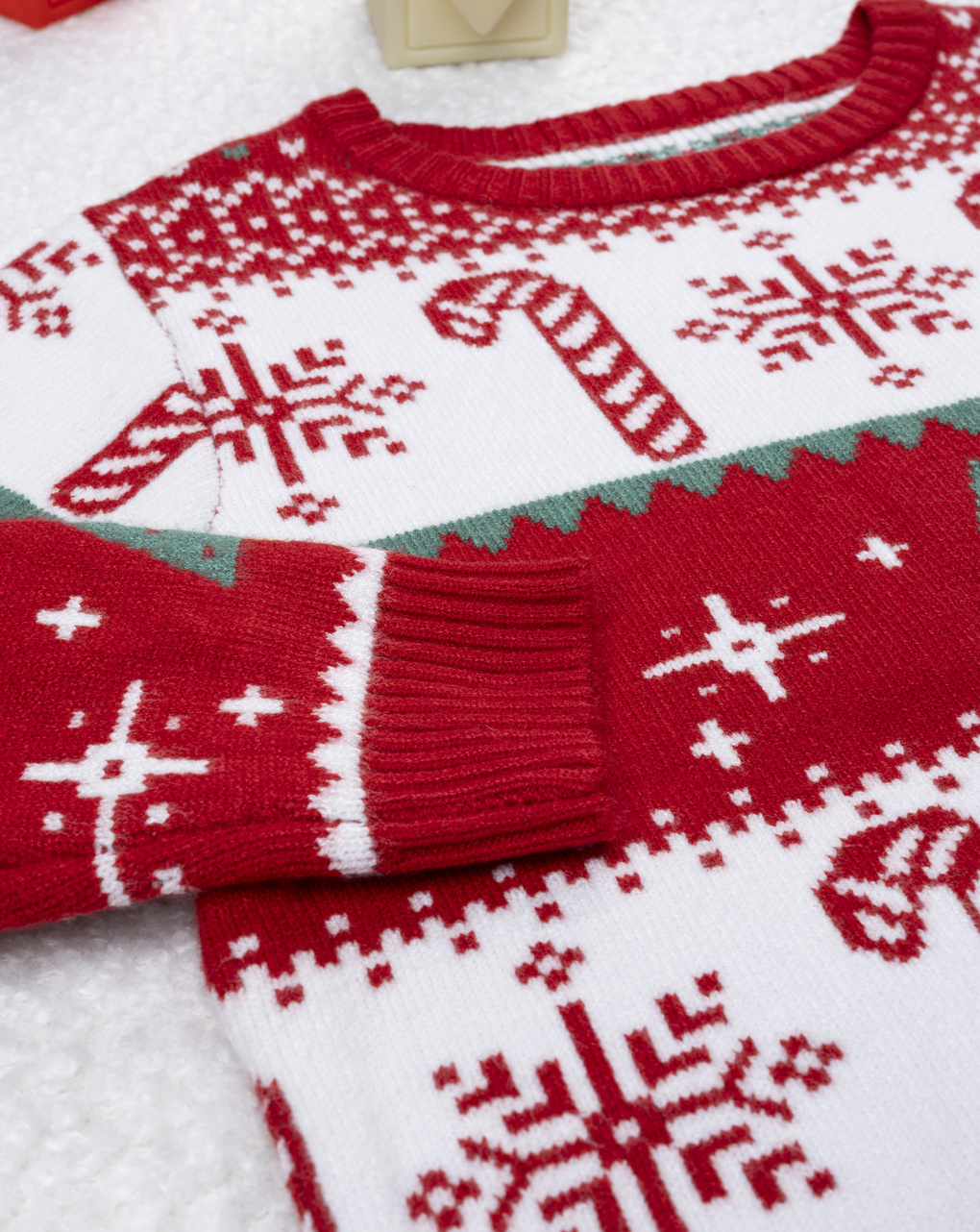 παιδικό χριστουγεννιάτικο πουλόβερ κόκκινο/λευκό candy cane για αγόρι - Prénatal