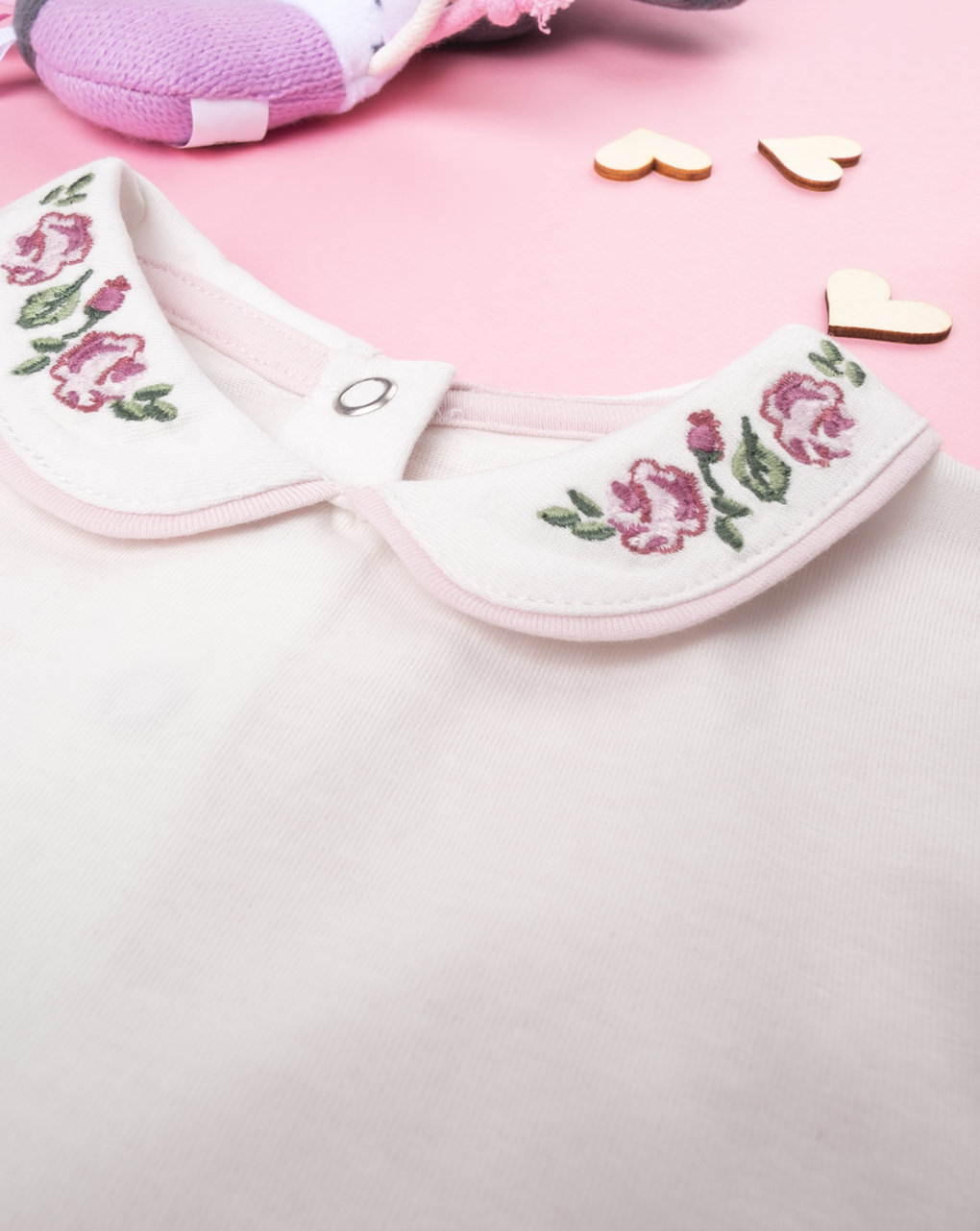 βρεφικό κορμάκι λευκό με λουλούδια για κορίτσι - Prénatal