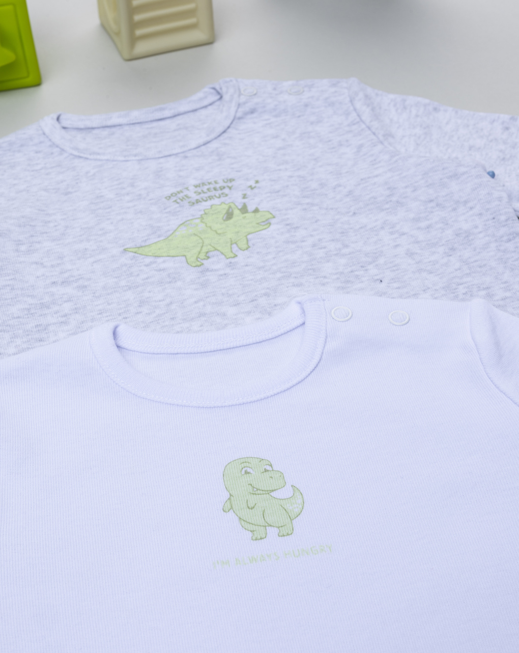 βρεφικά κορμάκια λευκό/γκρι dino για αγόρι - Prénatal