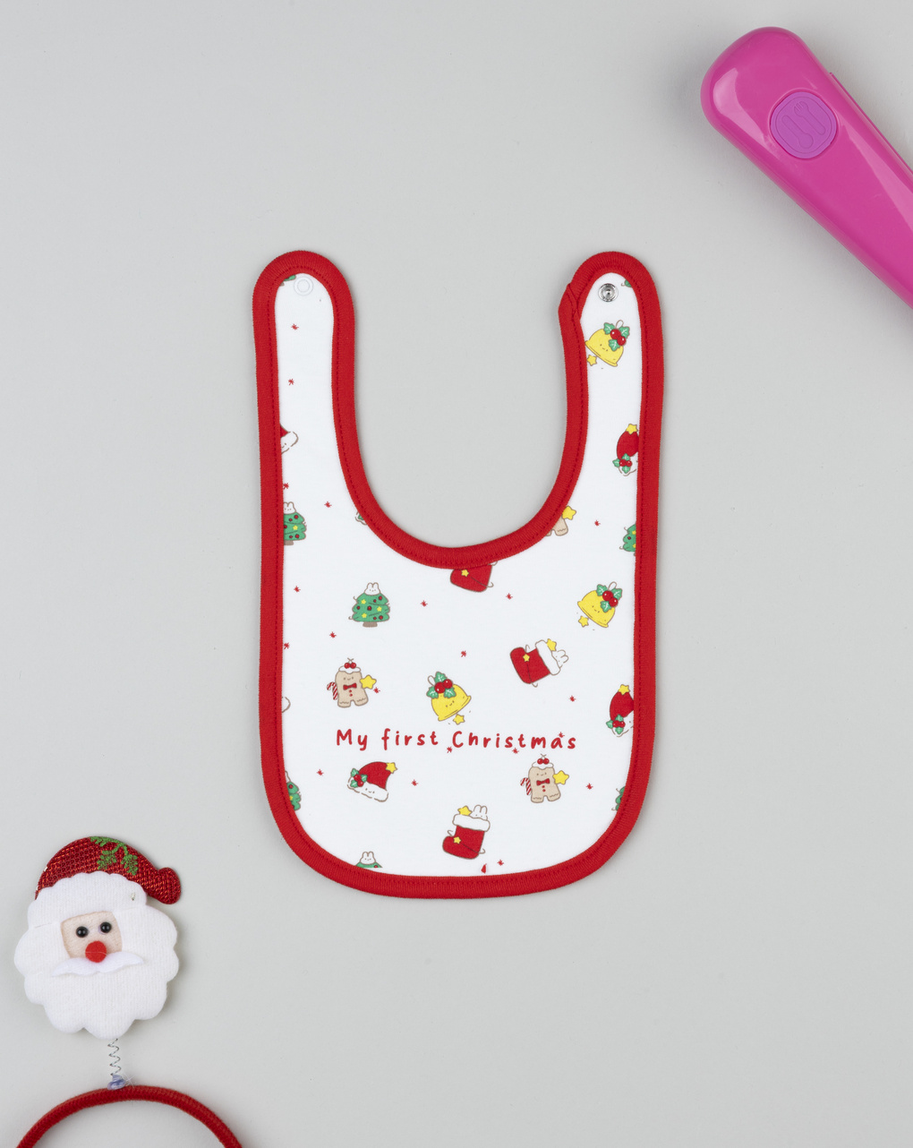 βρεφική χριστουγεννιάτικη σαλιάρα λευκή my first christmas unisex