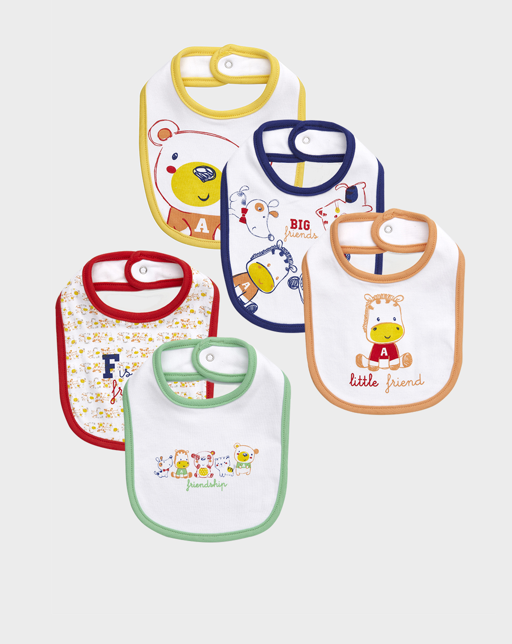 βρεφικές σαλιάρες με ζωάκια πακέτο x5 για αγόρι