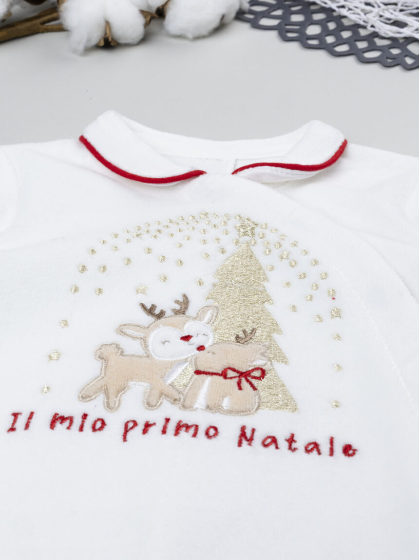 βρεφικό χριστουγεννιάτικο φορμάκι λευκό τα πρώτα μου χριστούγεννα για κορίτσι - Prénatal