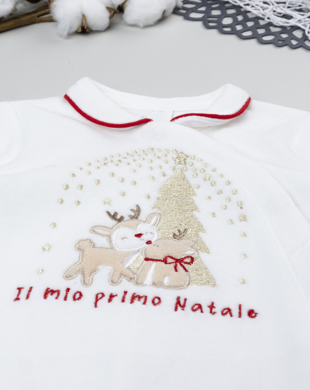 βρεφικό χριστουγεννιάτικο φορμάκι λευκό τα πρώτα μου χριστούγεννα για κορίτσι - Prénatal