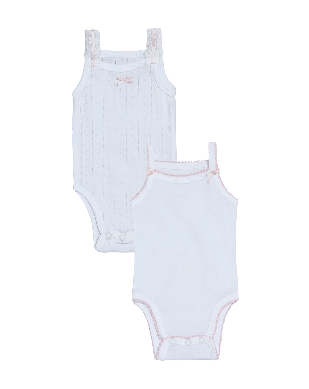 βρεφικά κορμάκια πακέτο x2 λευκά με δαντέλα για κορίτσι