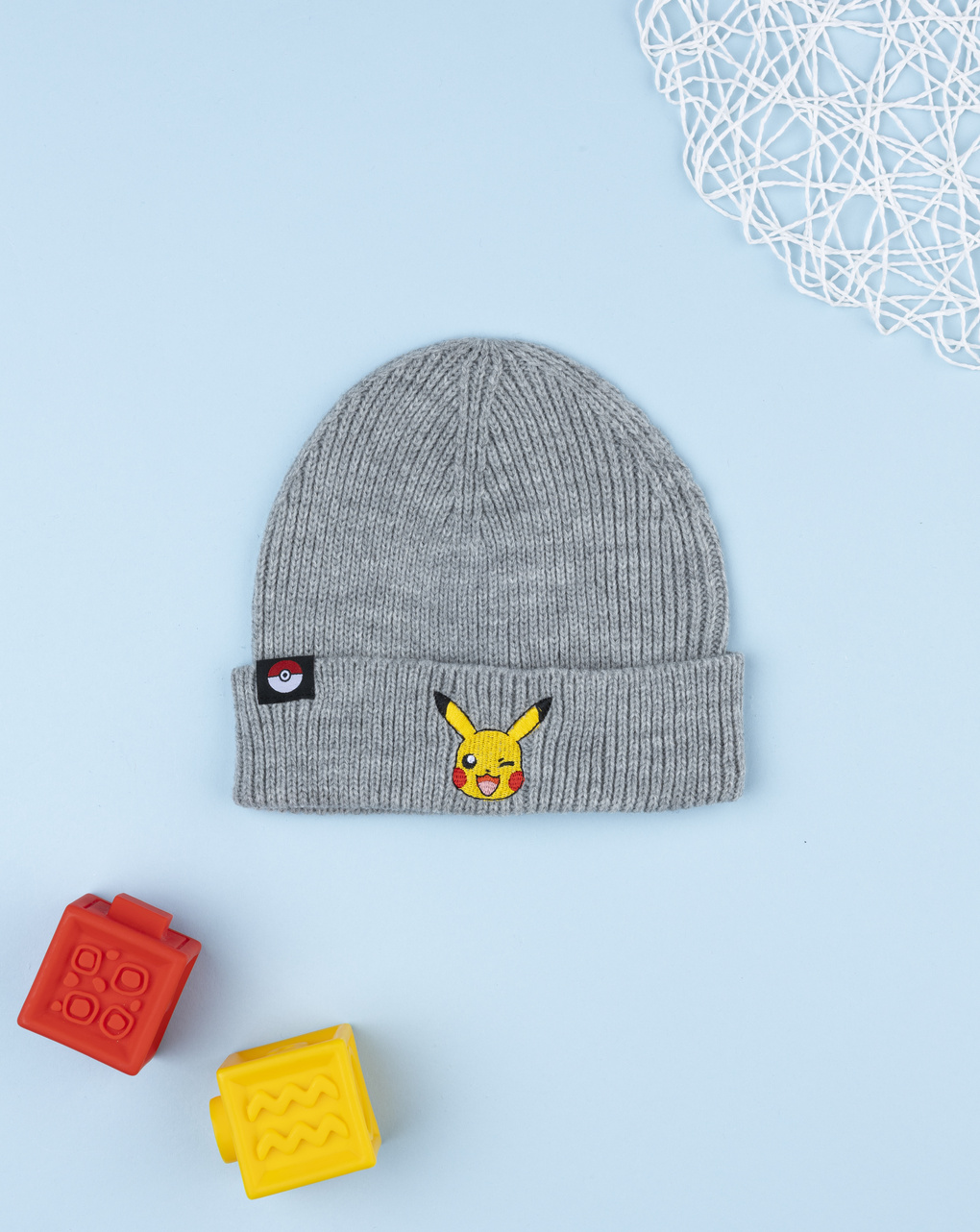 παιδικό σκουφάκι γκρι pikachu για αγόρι