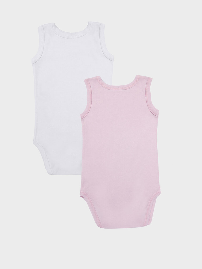 βρεφικά κορμάκια πακέτο x2 λευκό/ροζ για κορίτσι - Prénatal