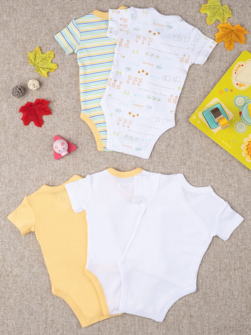 βρεφικά κορμάκια πακέτο x5 με ζωάκια για αγόρι - Prénatal