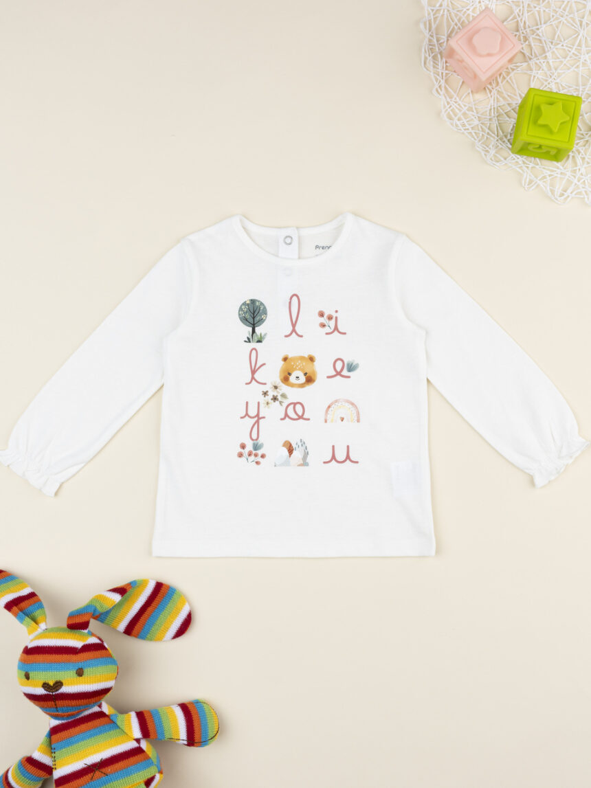 βρεφική μπλούζα λευκή wood για κορίτσι - Prénatal