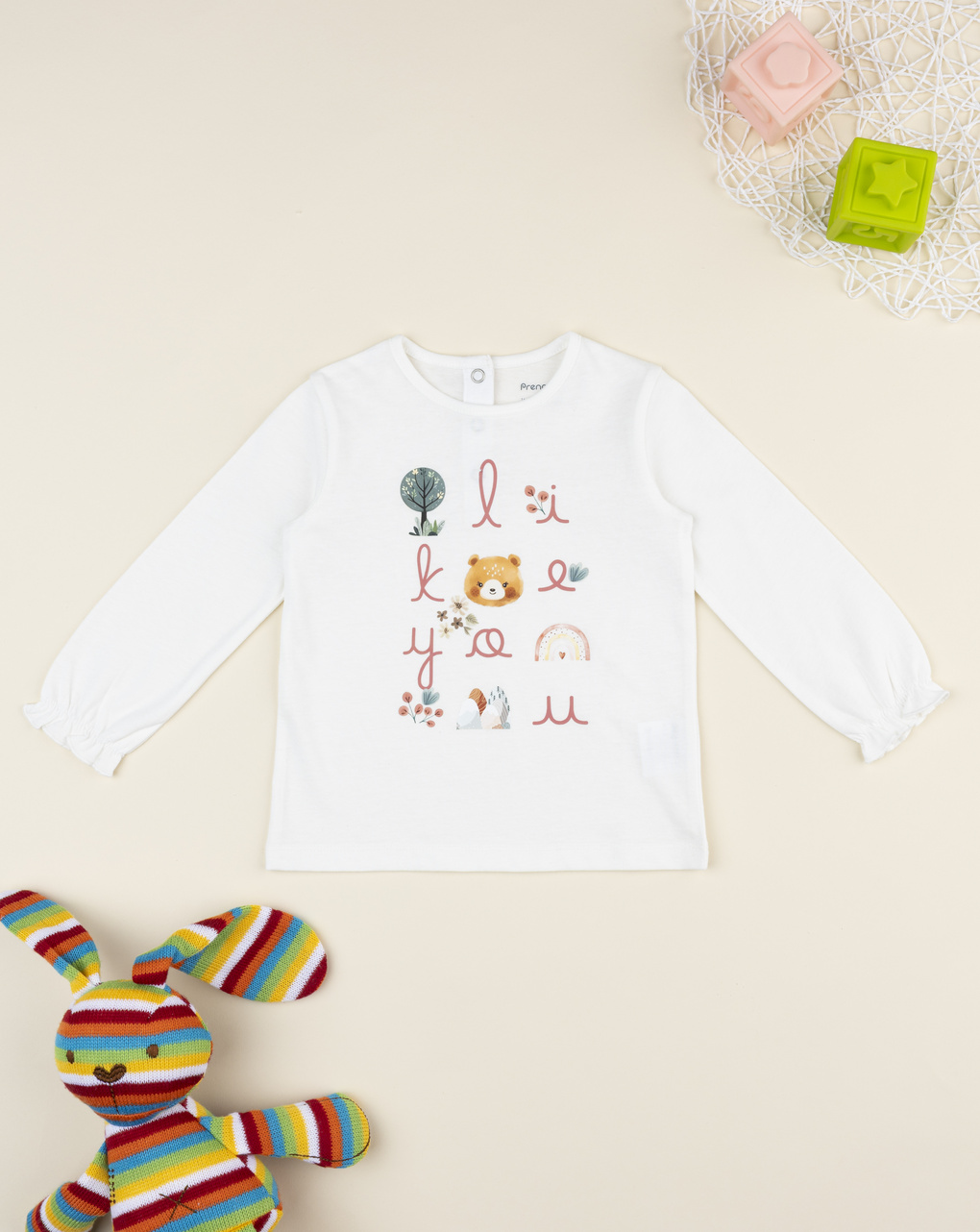 βρεφική μπλούζα λευκή wood για κορίτσι