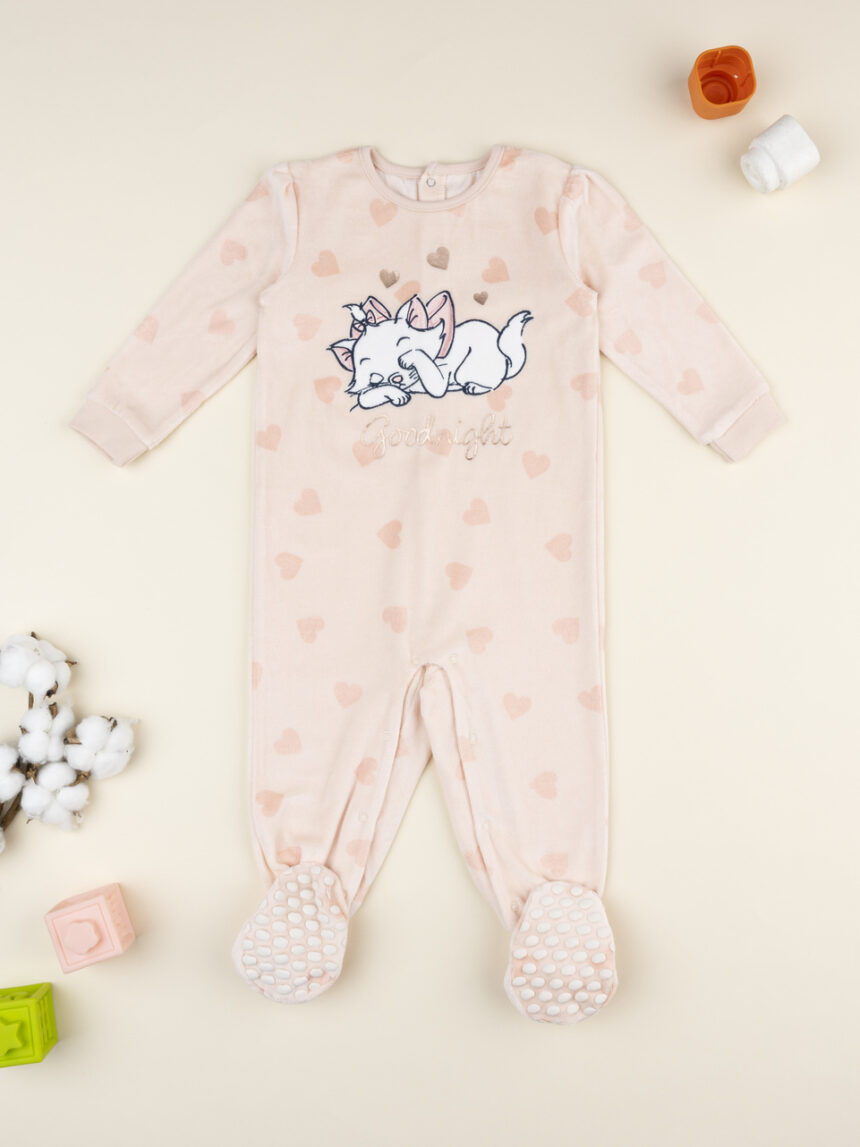 βρεφική πιτζάμα ολόσωμη σενίλ σομόν marie για κορίτσι - Prénatal