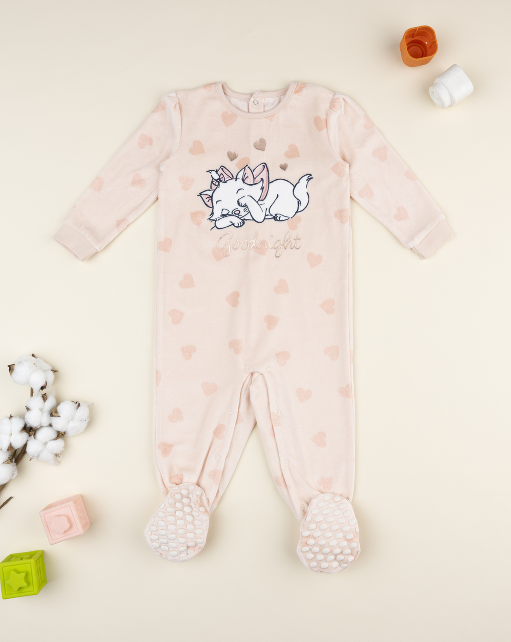 βρεφική πιτζάμα ολόσωμη σενίλ σομόν marie για κορίτσι