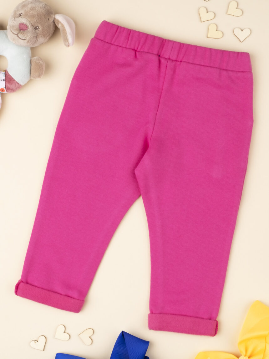 βρεφικό παντελόνι φούτερ φούξια με φιογκάκια για κορίτσι - Prénatal