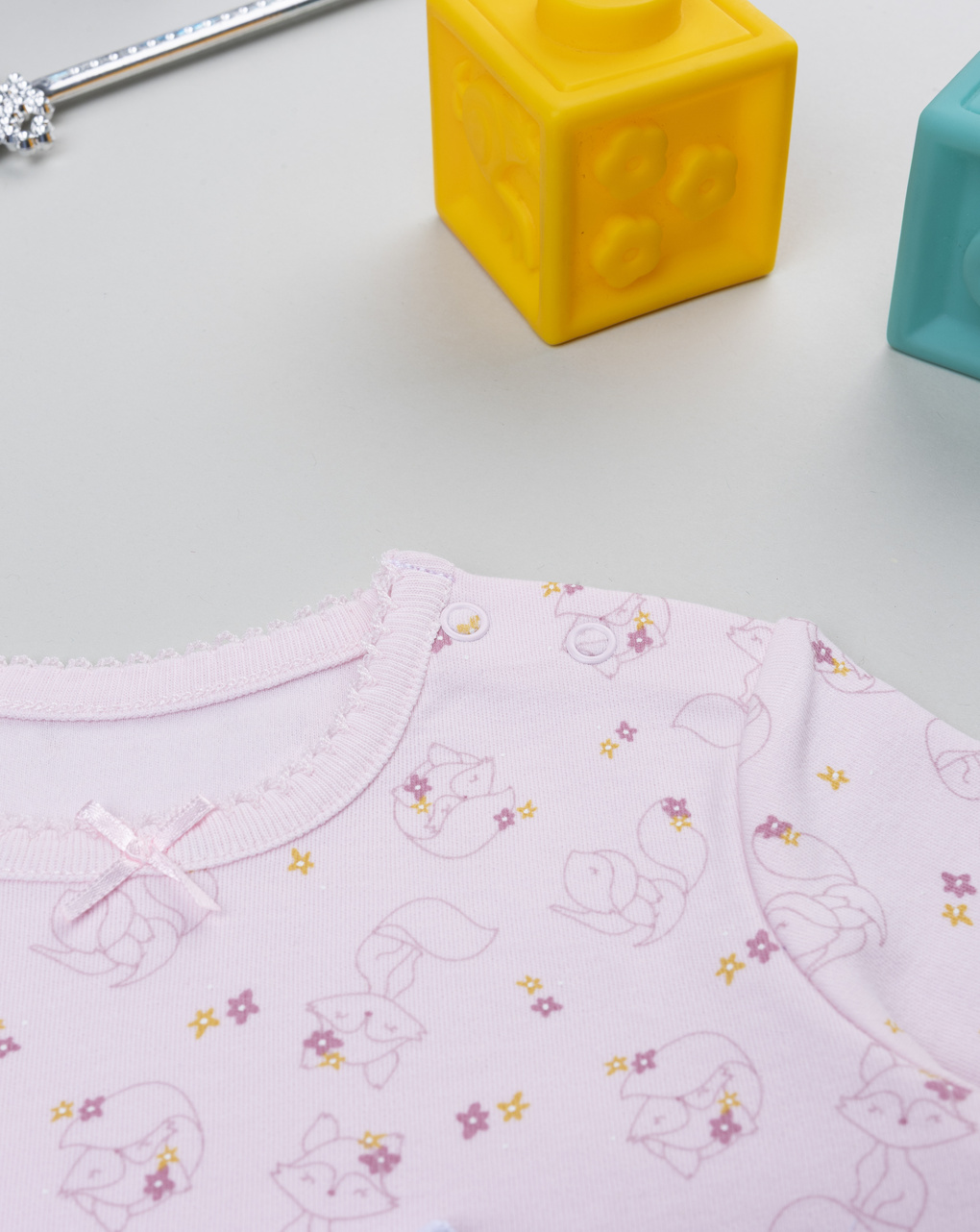 βρεφικά κορμάκια γκρι/ροζ με αλεπούδες για κορίτσι - Prénatal