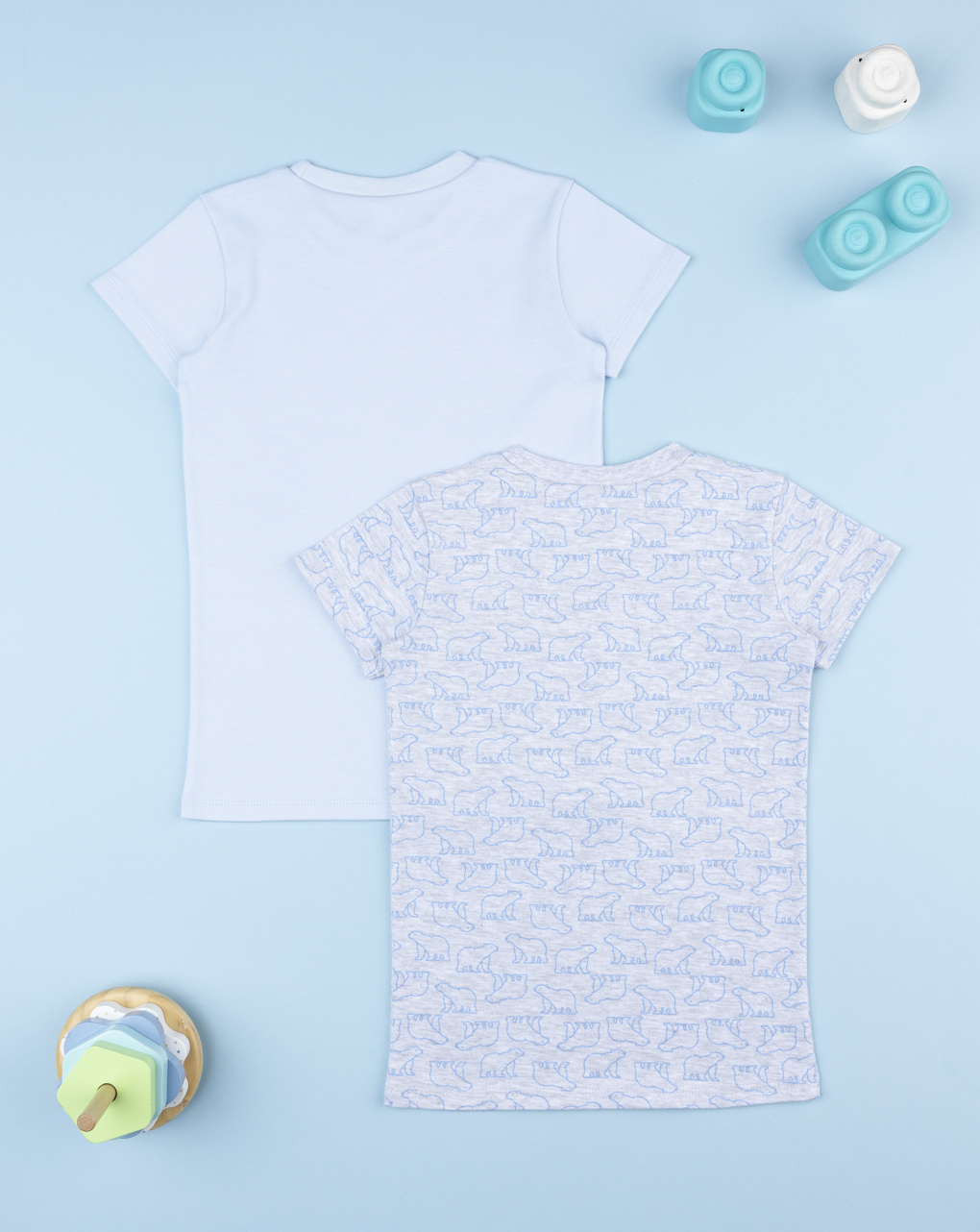 παιδικά φανελάκια γαλάζιο/γκρι με αρκούδες για αγόρι - Prénatal