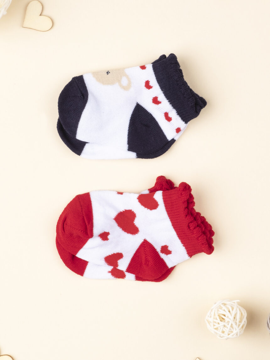 βρεφικά καλτσάκια με καρδούλες πακέτο x2 για κορίτσι - Prénatal