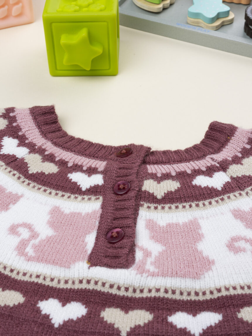 βρεφικό πουλόβερ σάπιο μήλο ζακάρ με γατάκια για κορίτσι - Prénatal