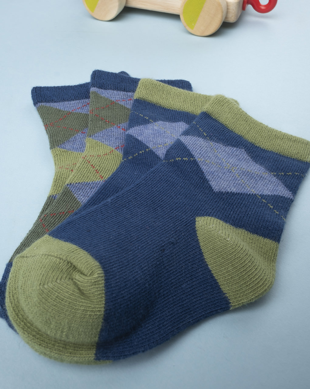 βρεφικές κάλτσες μπλε/χακί πακέτο x4 για αγόρι - Prénatal