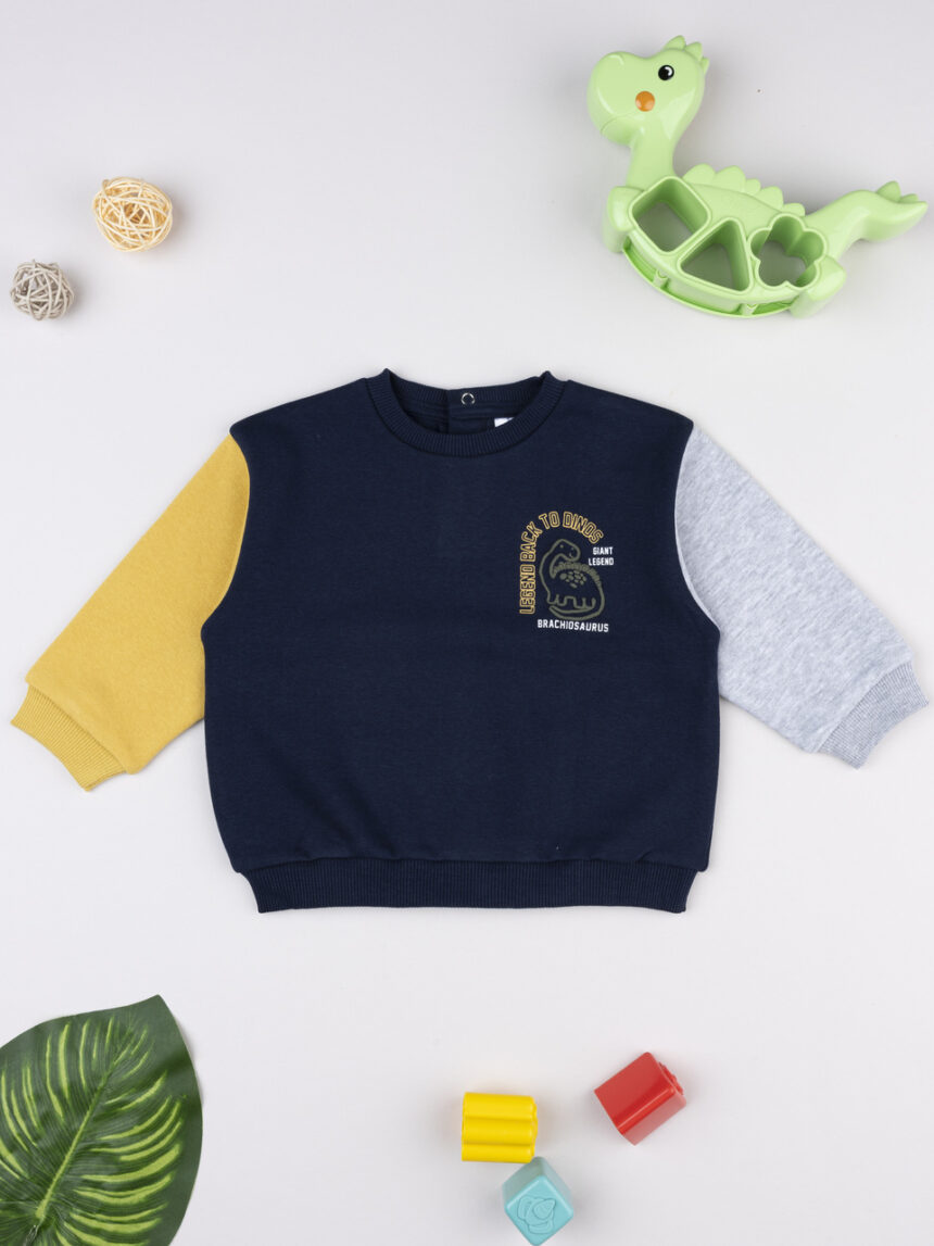 βρεφική μπλούζα φούτερ μπλε με δεινόσαυρο για αγόρι - Prénatal