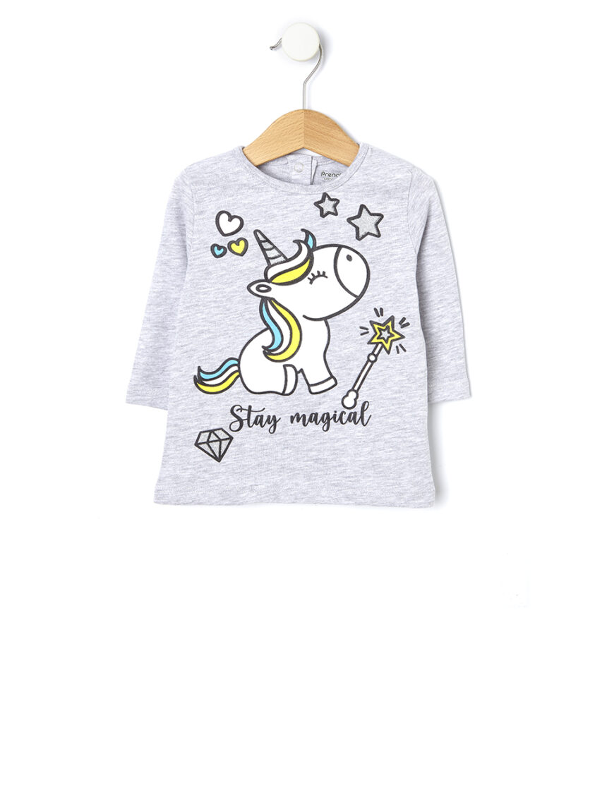 βρεφική μπλούζα γκρι με μονόκερο για κορίτσι - Prénatal