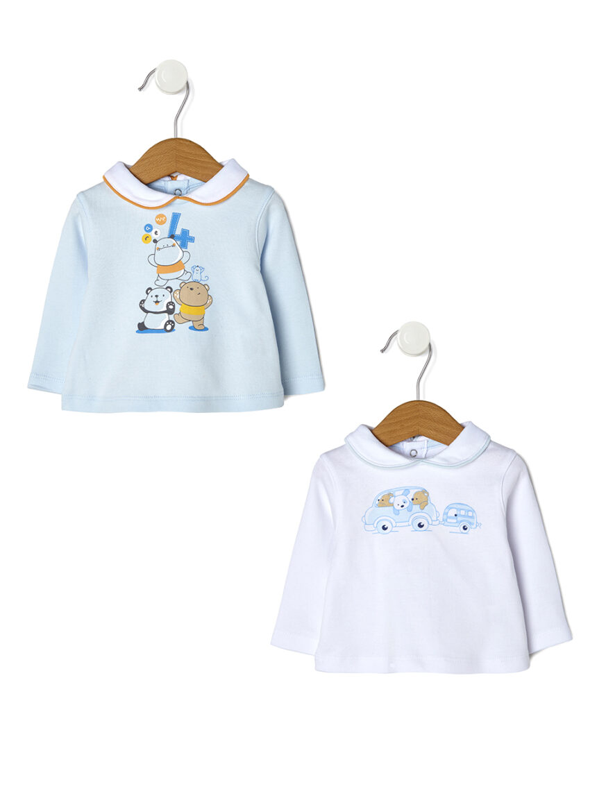 βρεφικά μπλουζάκια με ζωάκια πακέτο x2 για αγόρι - Prénatal