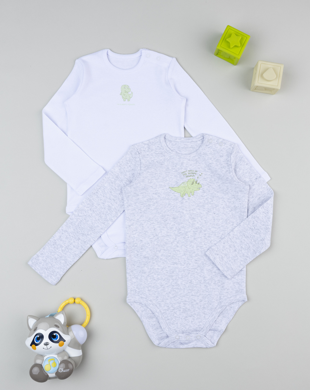 βρεφικά κορμάκια λευκό/γκρι dino για αγόρι