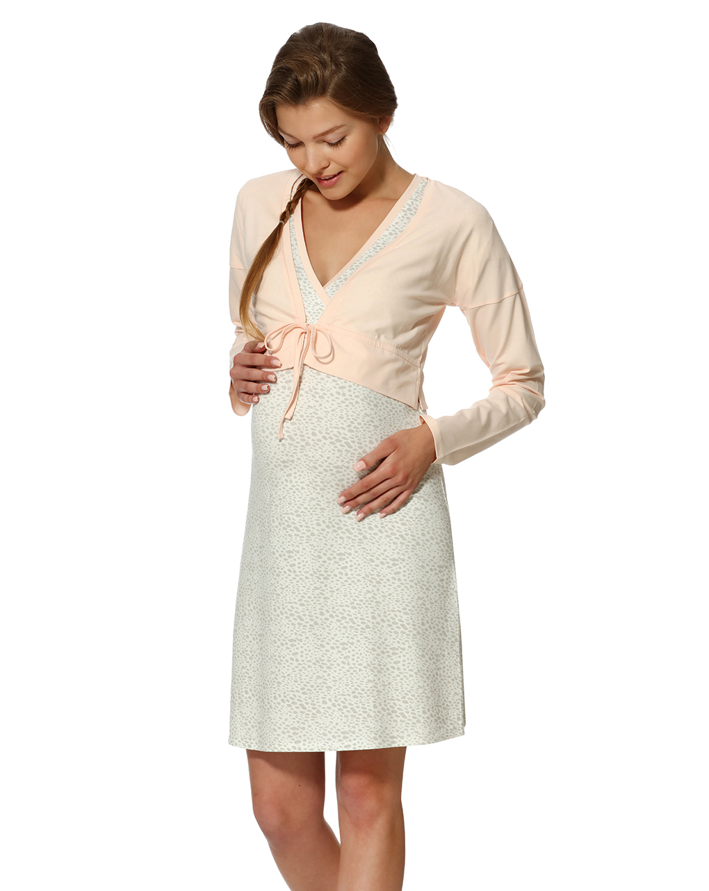 γυναικείο νυχτικό εγκυμοσύνης/θηλασμού animal print με μπολερό - Prénatal