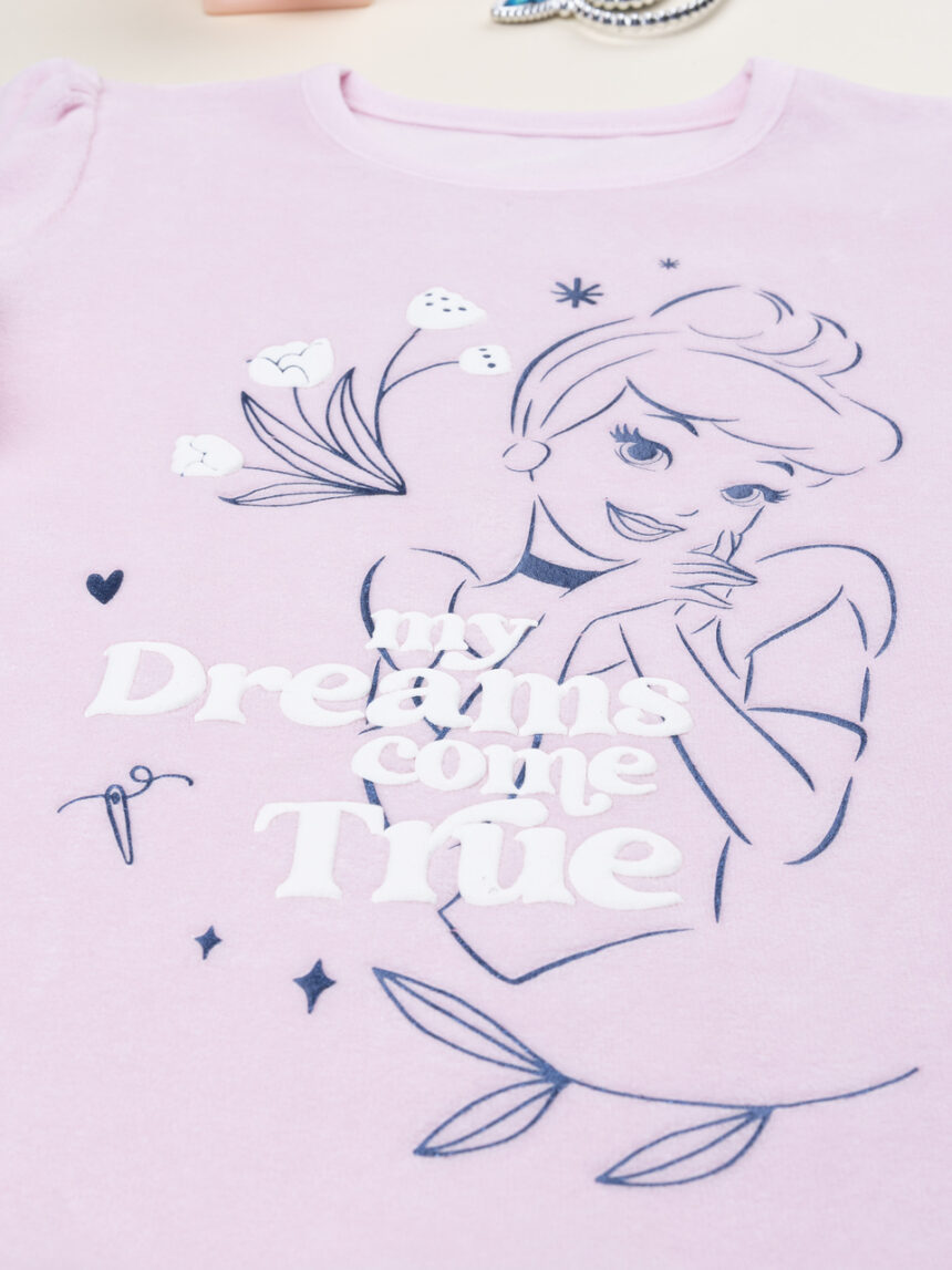 παιδική πιτζάμα σενίλ ροζ σταχτοπούτα για κορίτσι - Prénatal