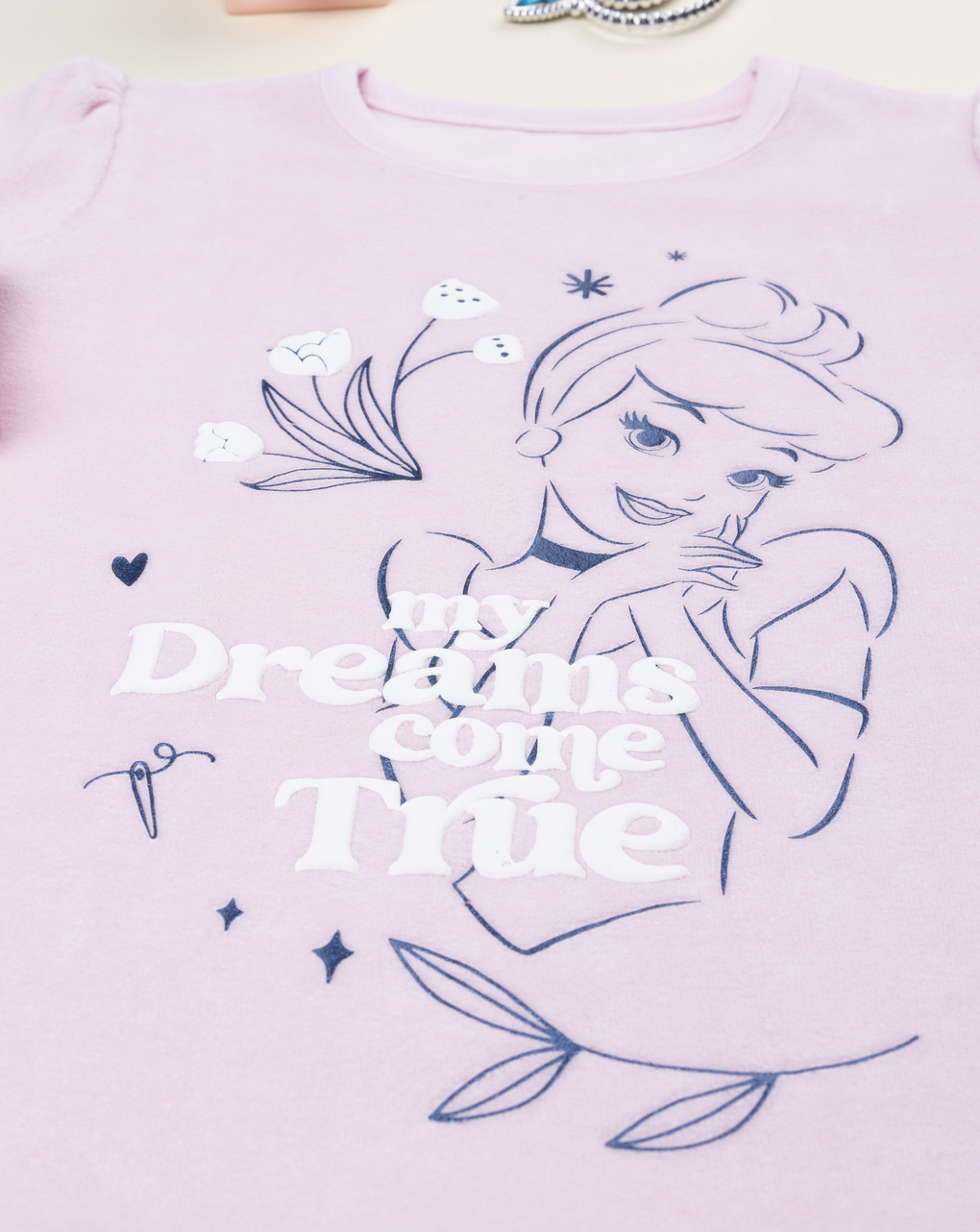 παιδική πιτζάμα σενίλ ροζ σταχτοπούτα για κορίτσι - Prénatal