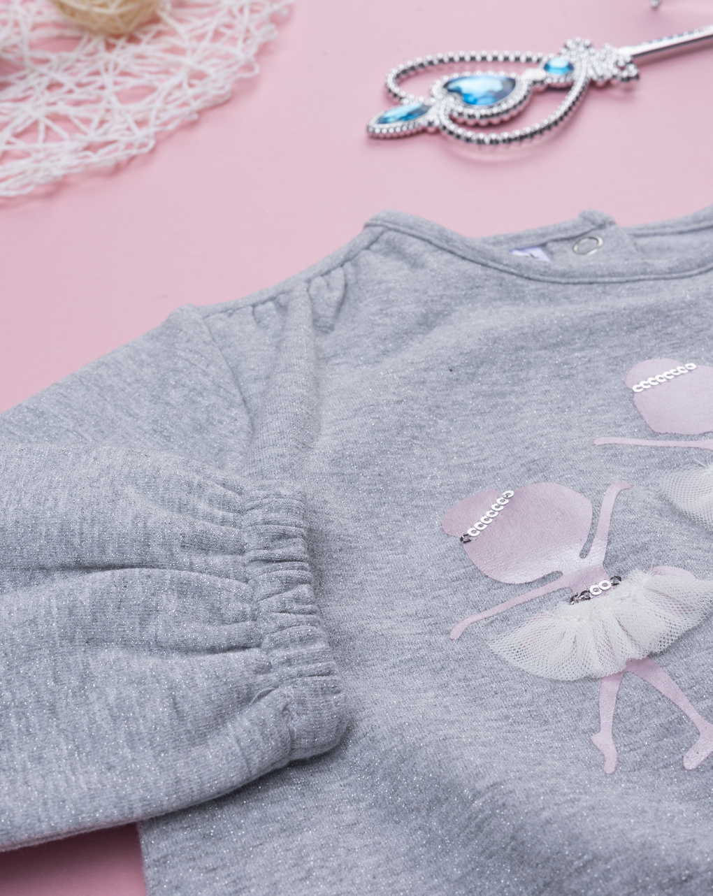 βρεφική μπλούζα φούτερ γκρι dance για κορίτσι - Prénatal