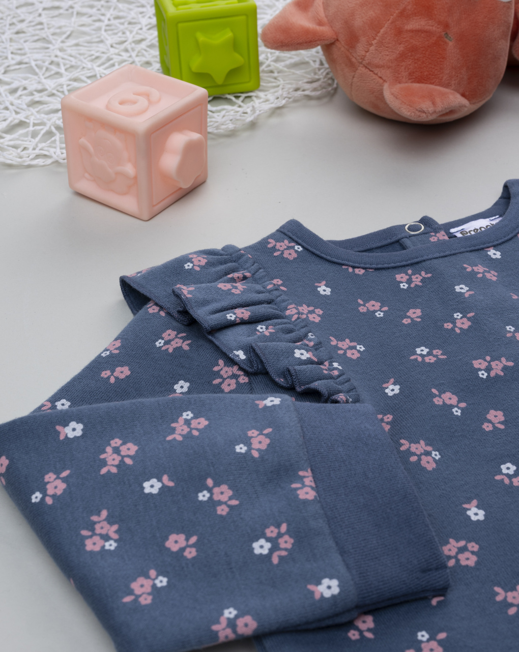 βρεφικό σετ μπλούζα φούτερ και φόρμα με λουλούδια για κορίτσι - Prénatal