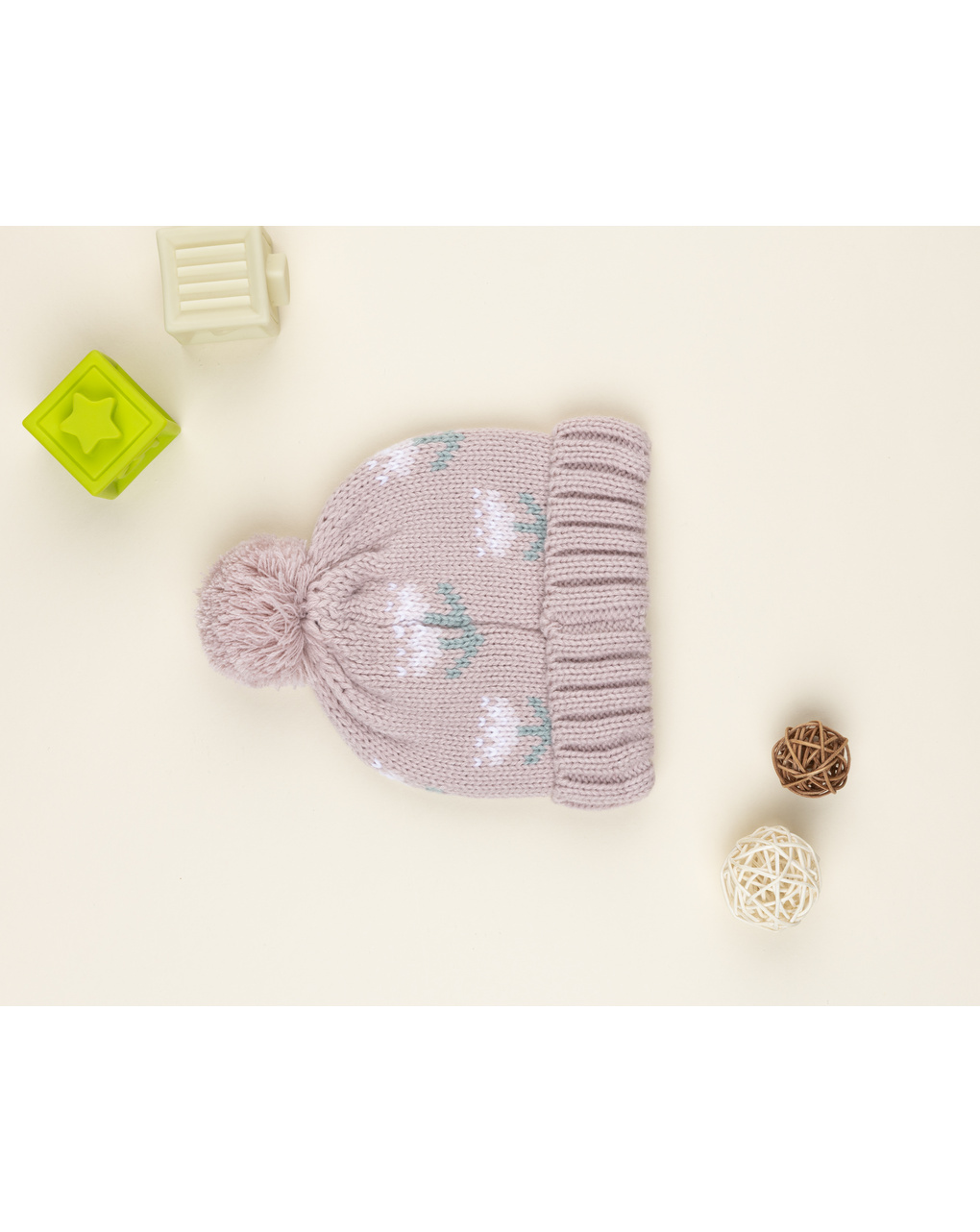 βρεφικό σκουφάκι ροζ με λουλούδια για κορίτσι - Prénatal