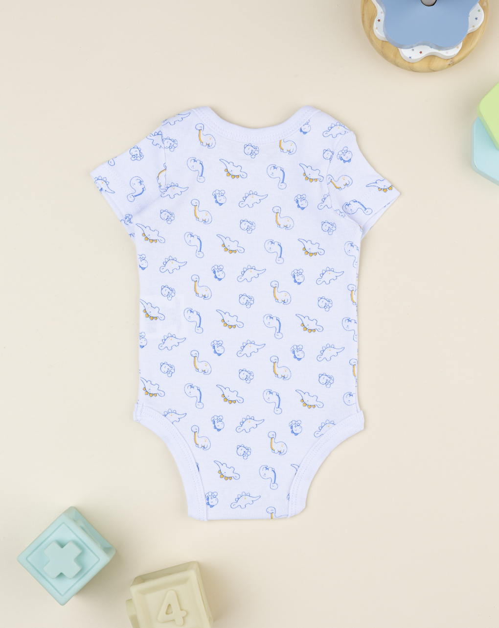 βρεφικό κορμάκι λευκό με δεινόσαυρους για αγόρι - Prénatal