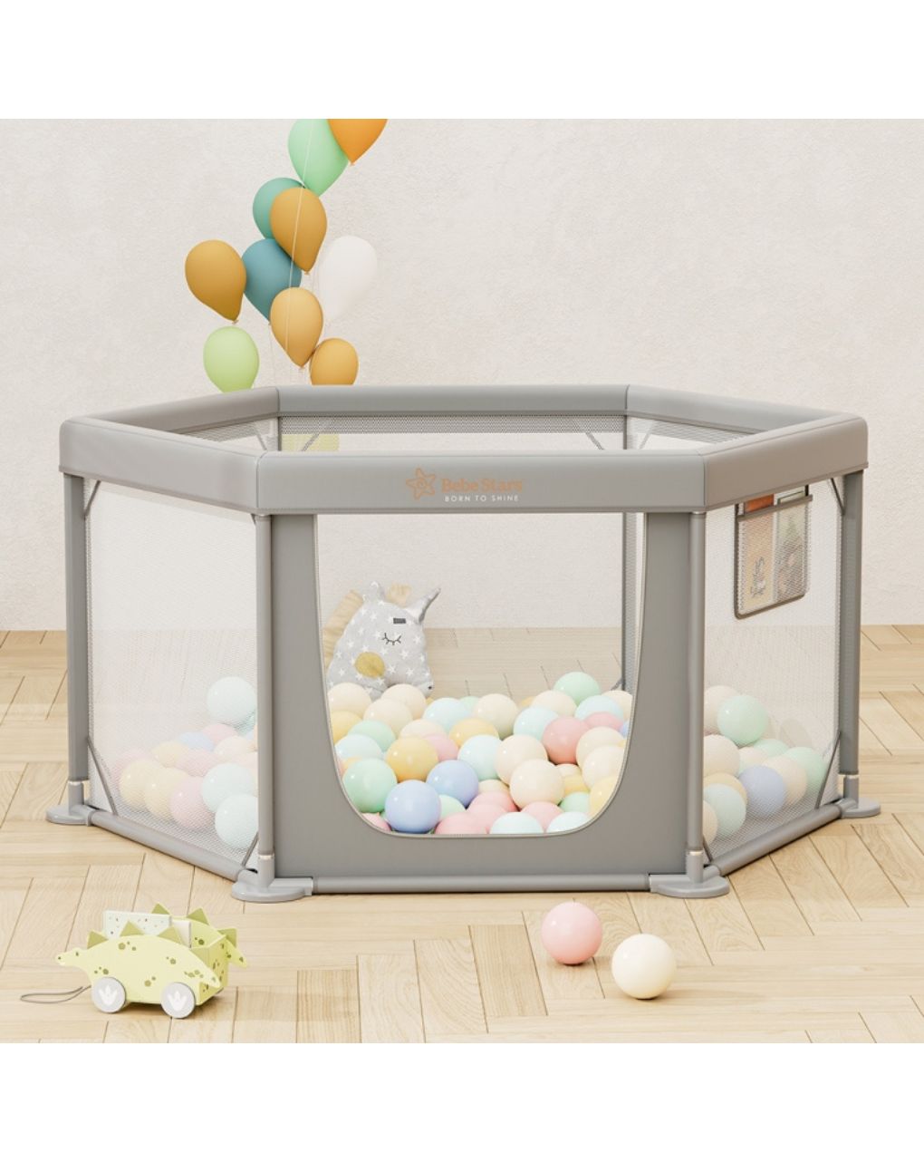 Bebe stars παρκοκρέβατο πολύγωνο nestilo grey 889-100 - Bebe Stars