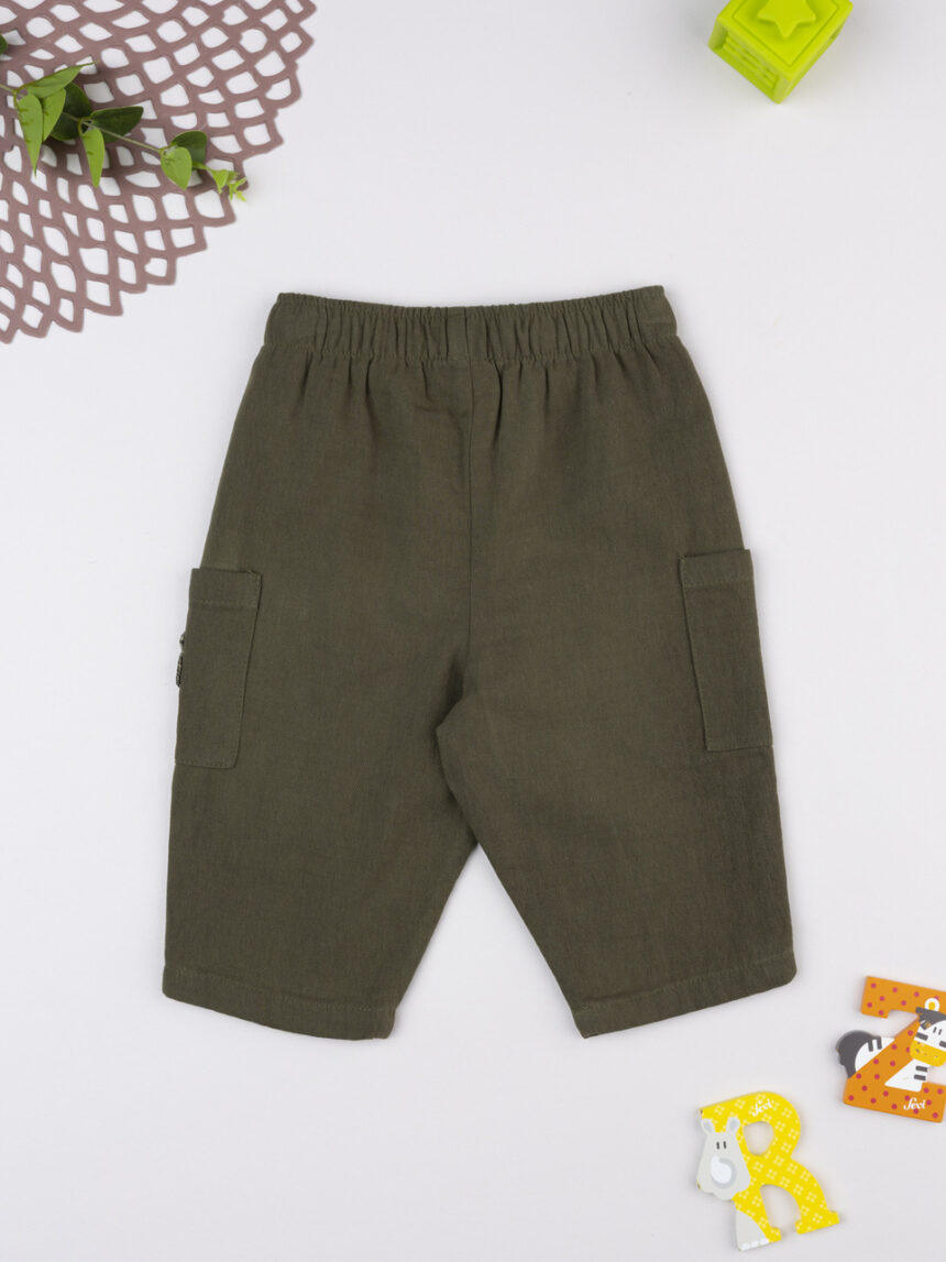 βρεφικό παντελόνι χακί με αρκουδάκι για αγόρι - Prénatal