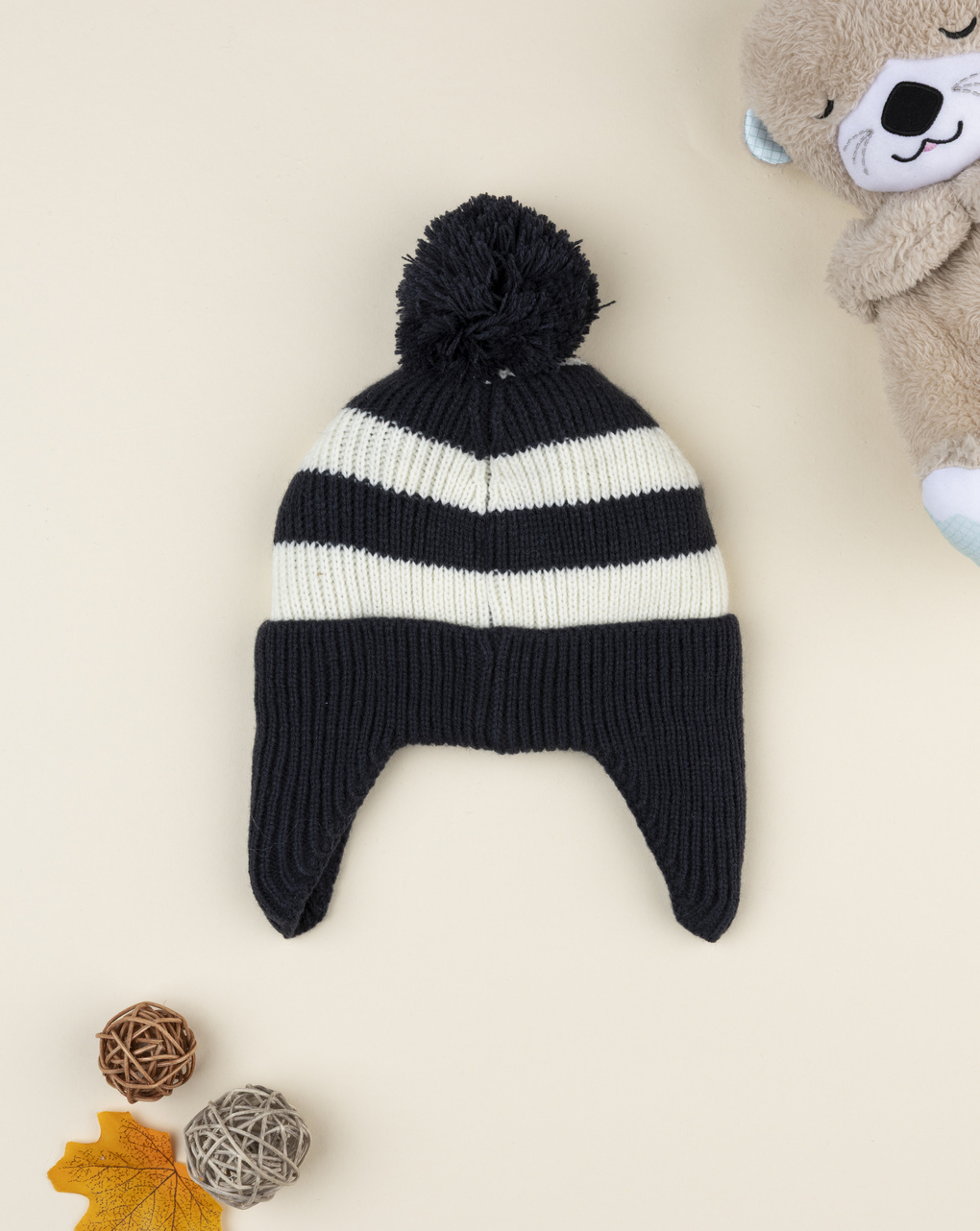 βρεφικό σκουφάκι περουβιανού τύπου με αρκουδάκι για αγόρι - Prénatal