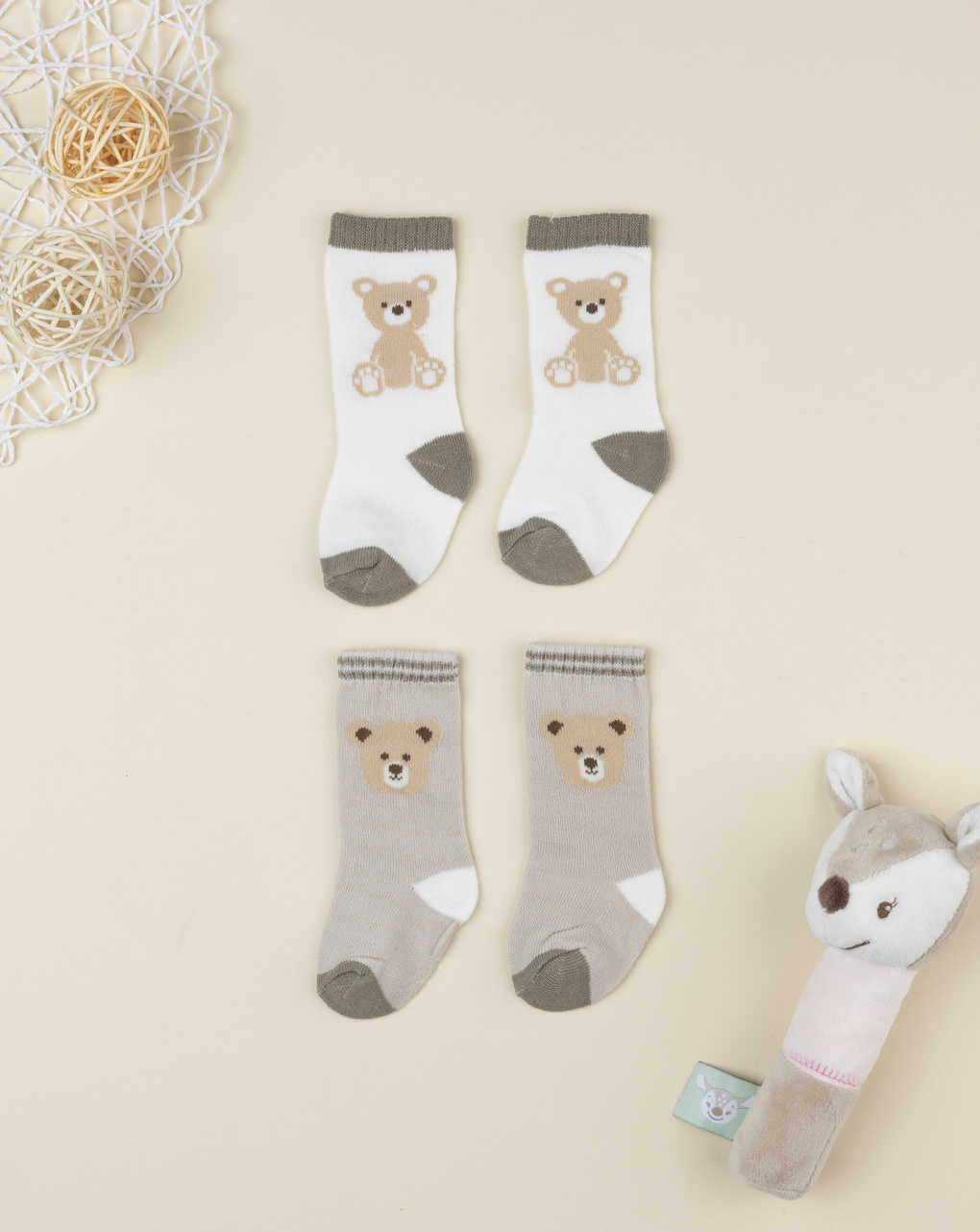 βρεφικά καλτσάκια με αρκουδάκια πακέτο x2 για αγόρι