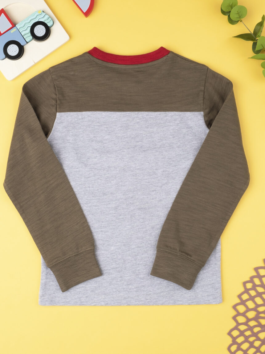 παιδική μπλούζα χακί/γκρι 56 για αγόρι - Prénatal