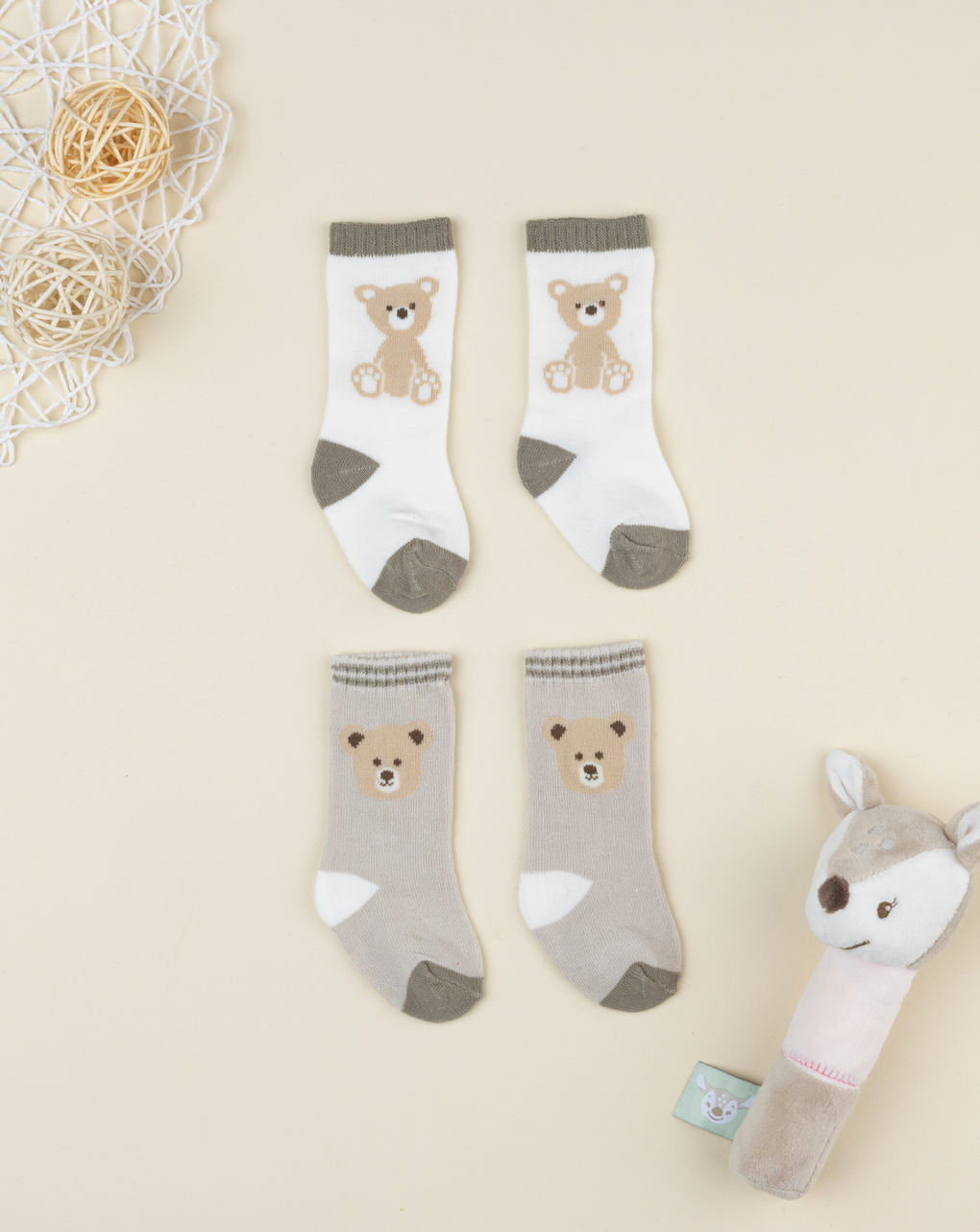 βρεφικά καλτσάκια με αρκουδάκια πακέτο x2 για αγόρι - Prénatal