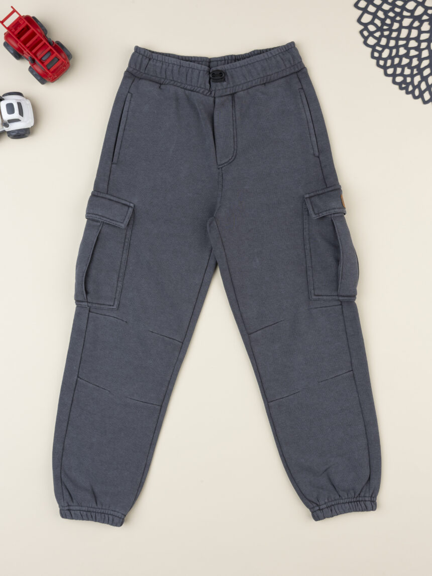 παιδικό παντελόνι φόρμας cargo ανθρακί dino για αγόρι - Prénatal
