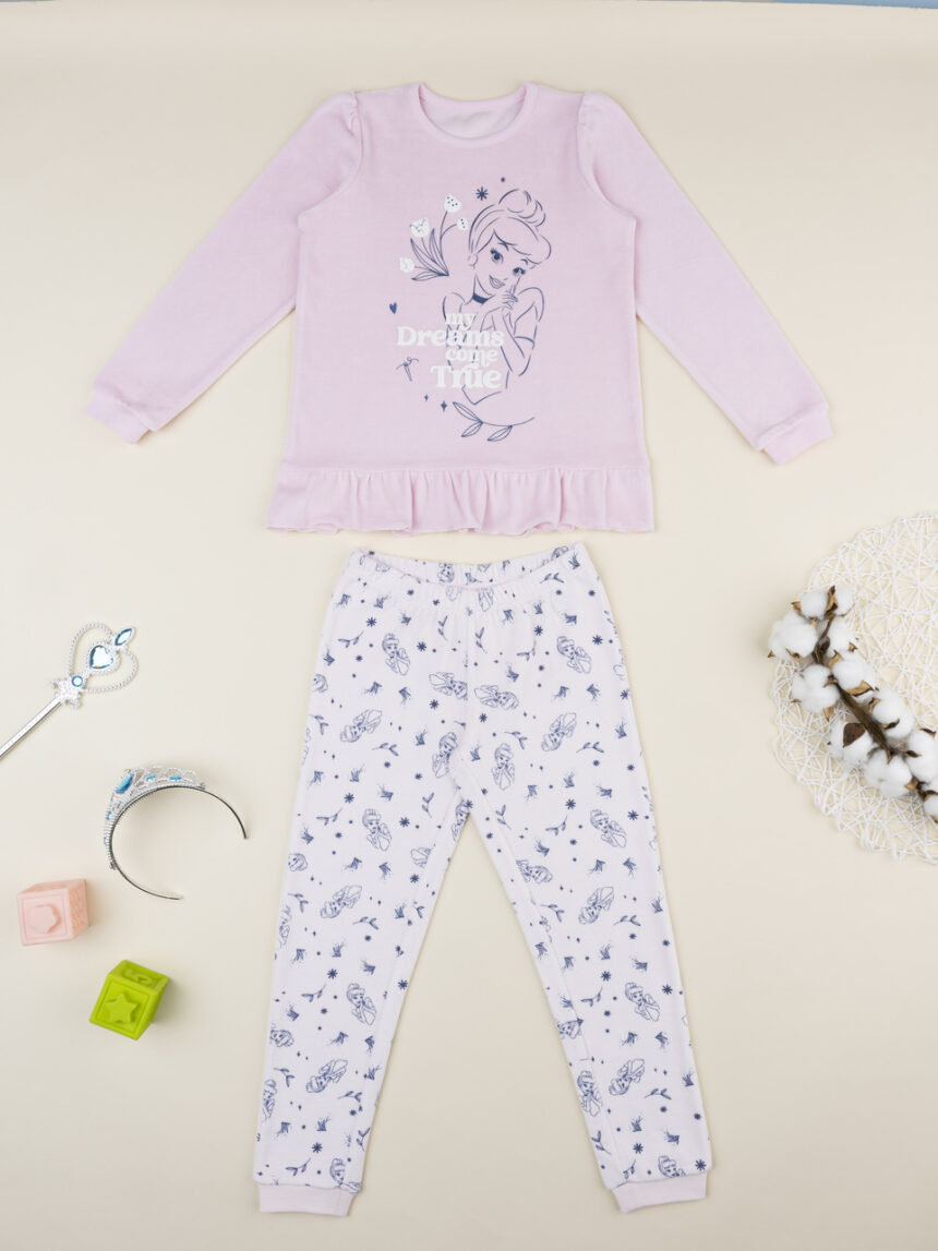 παιδική πιτζάμα σενίλ ροζ σταχτοπούτα για κορίτσι - Prénatal