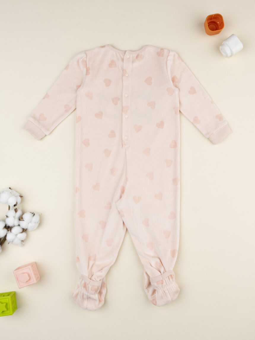 βρεφική πιτζάμα ολόσωμη σενίλ σομόν marie για κορίτσι - Prénatal