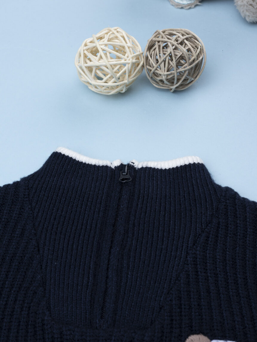 βρεφικό πουλόβερ μπλε με σκυλάκι για αγόρι - Prénatal